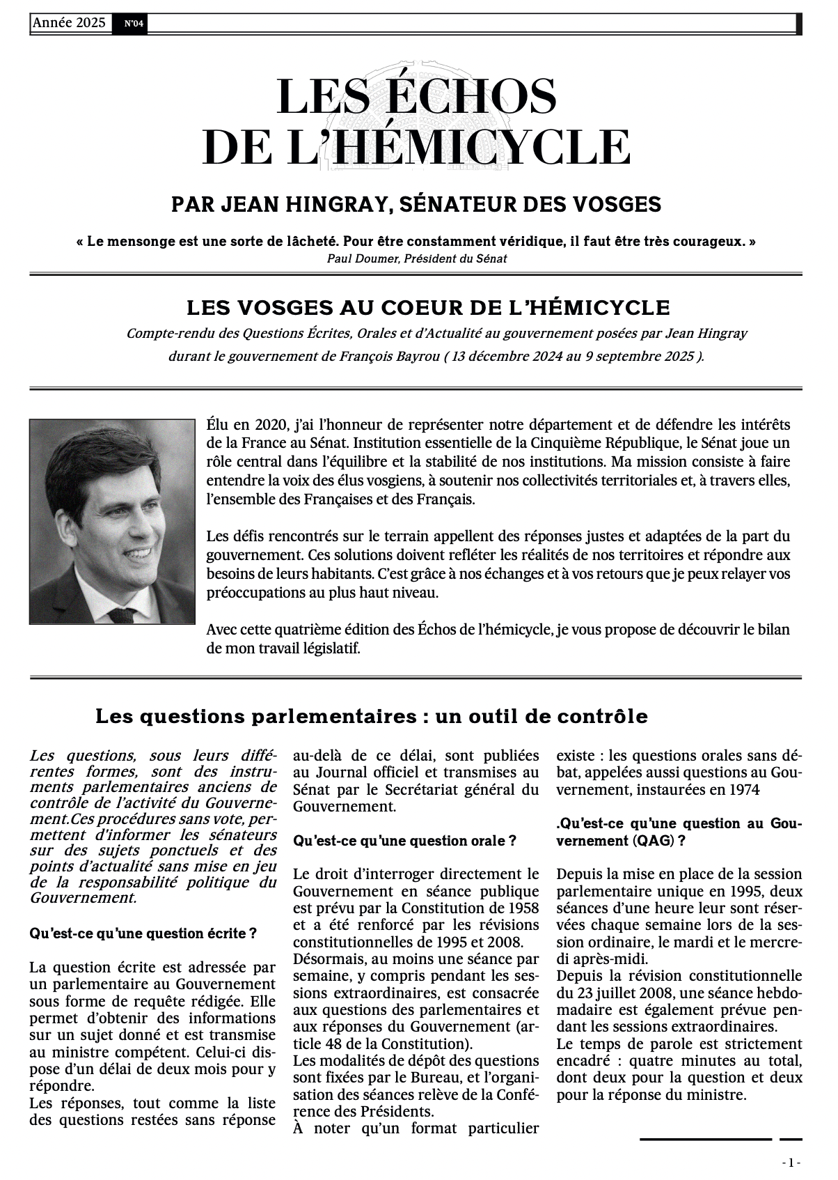 Compte rendu travail législatif